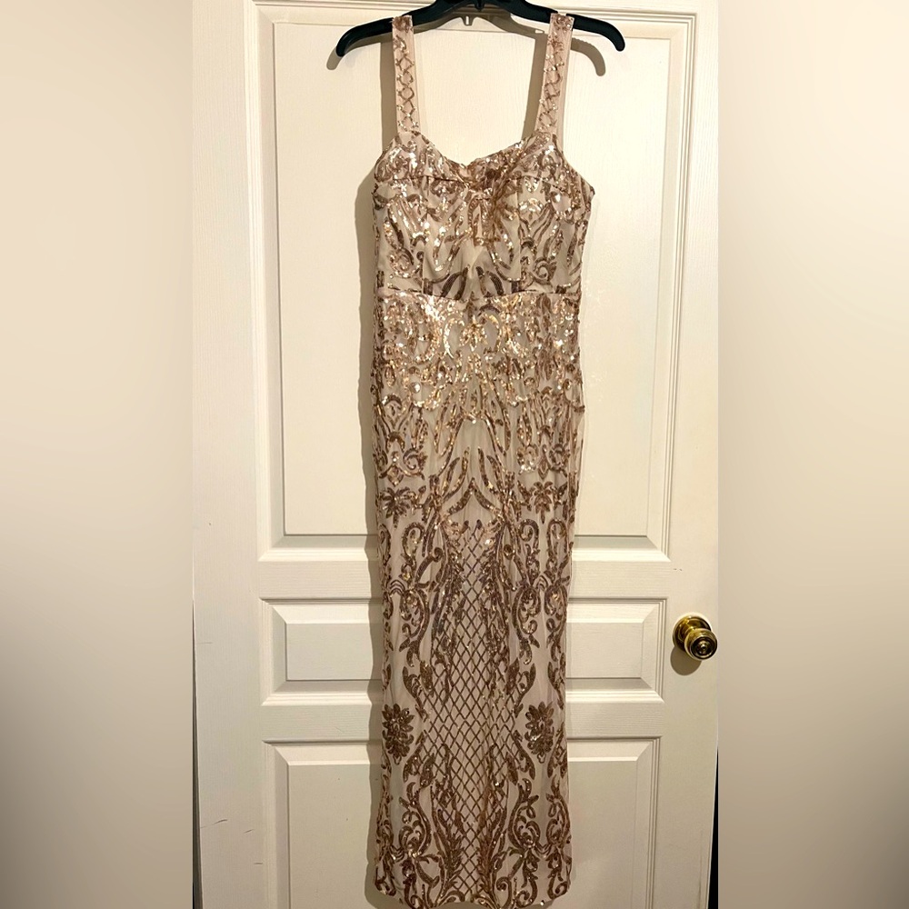 Sequin elegant amber evening dress